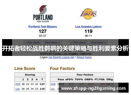 开拓者轻松战胜鹈鹕的关键策略与胜利要素分析